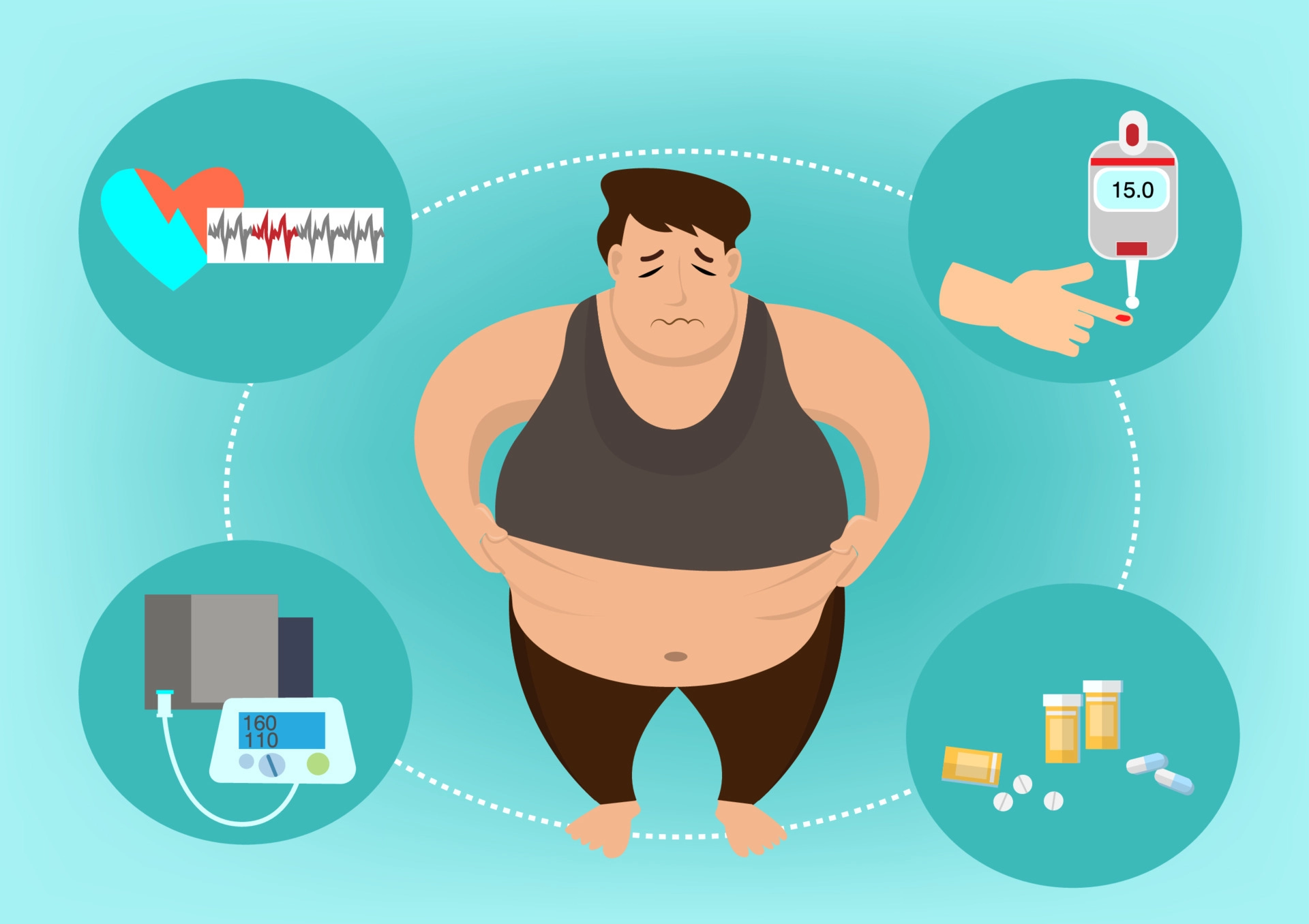 overweight-problems-heart-disease-treatment-obesity-health-problems-high-blood-pressure-high-blood-sugar-passive-lifestyle-metaphor-isolated-concept-comparison-illustration-free-vector
